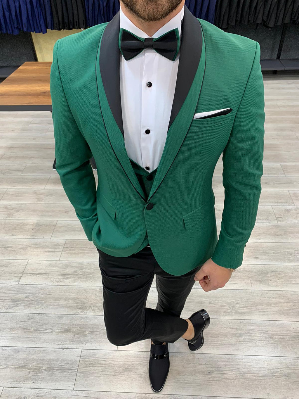 Molalla Green Slim Fit Shawl Lapel Tuxedo image 2