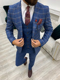 BespokeDaily Alexandria Blue Slim Fit Peak Lapel Plaid Suit image 0