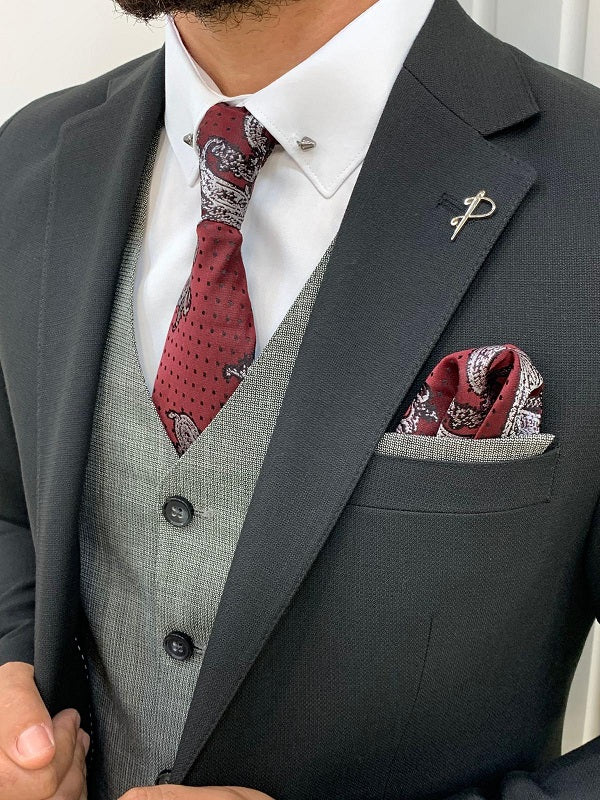 BespokeDaily Miami Black Slim Fit Notch Lapel Suit image 3