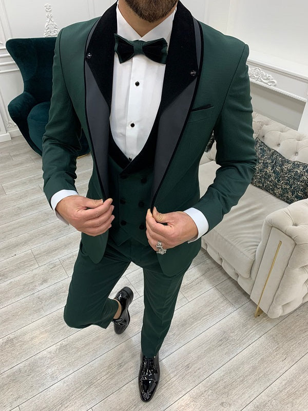 Deerfield Green Slim Fit Velvet Shawl Lapel Tuxedo image 0