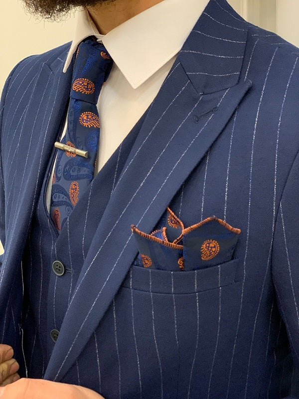 Miami Blue 3 Piece Pinstripe Suit image 1