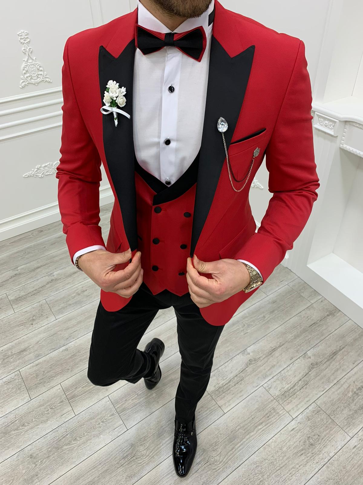 Whitney Red Slim Fit Tuxedo image 0