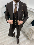 Ocala Dark Brown Slim Fit Peak Lapel Suit image 0
