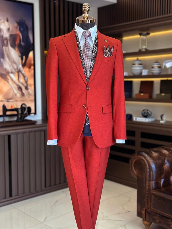 BespokeDaily Pisa Red Slim Fit Notch Lapel Suit image 0