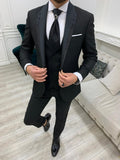 Destin Black Slim Fit Glitter Peak Lapel Wedding Suit image 0