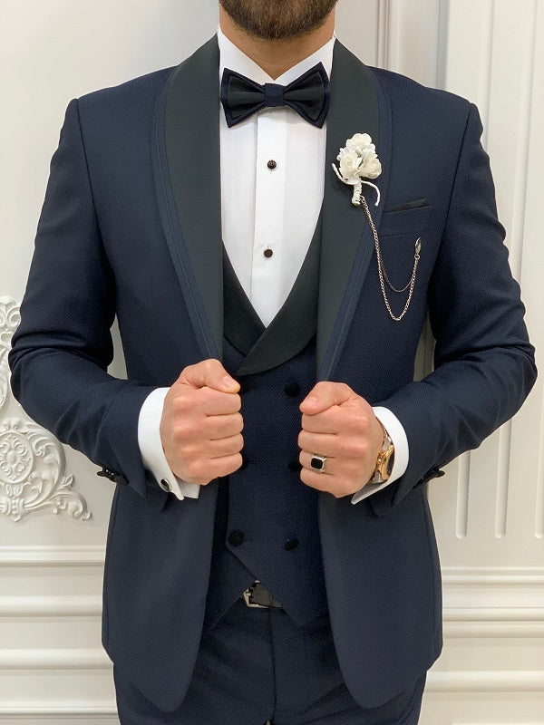 Deerfield Navy Blue Slim Fit Shawl Lapel Tuxedo image 1