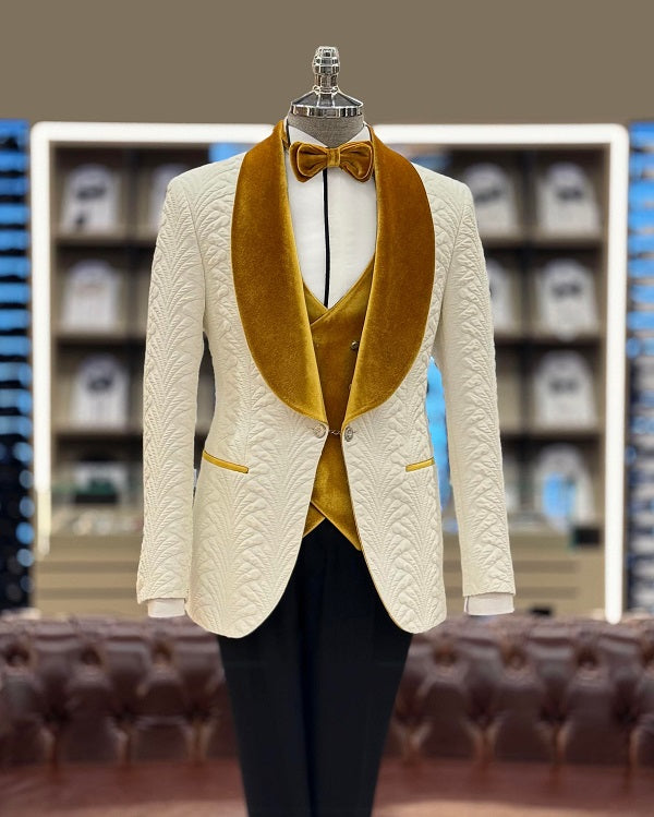 Deerfield Slim Fit Shawl Lapel Velvet Tuxedo - Yellow image 0