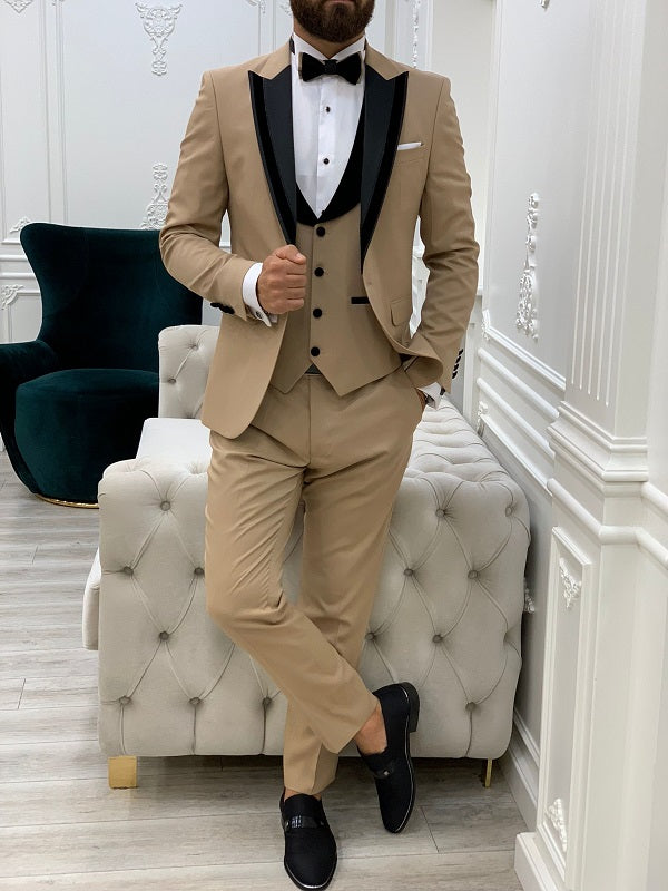 Leesburg Gold Slim Fit Velvet Peak Lapel Tuxedo image 3