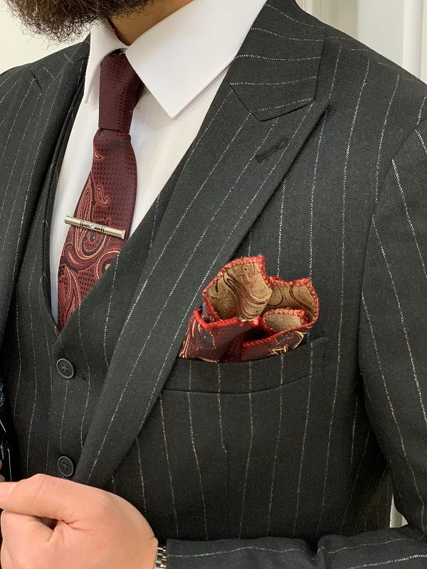 Miami Dark Gray 3 Piece Pinstripe Suit image 2