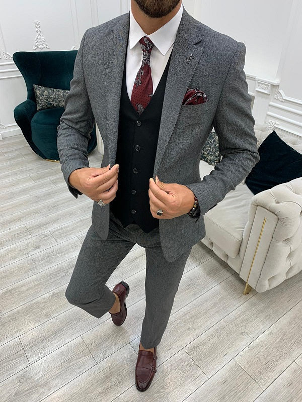 BespokeDaily Miami Gray Slim Fit Notch Lapel Suit image 0
