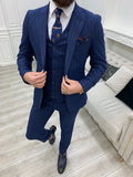 Miami Blue 3 Piece Pinstripe Suit image 0