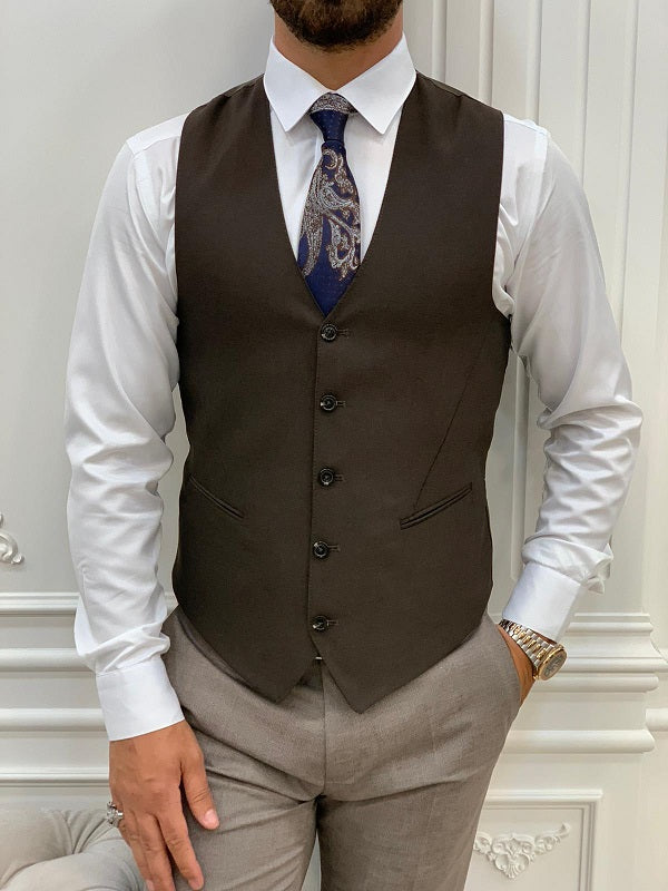 BespokeDaily Miami Brown Slim Fit Notch Lapel Suit image 2