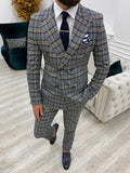 Yukon Navy Blue Double Breasted Plaid Suit image 0
