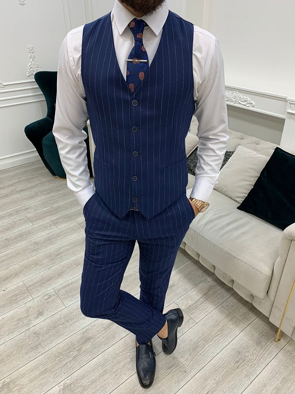 Miami Blue 3 Piece Pinstripe Suit image 2
