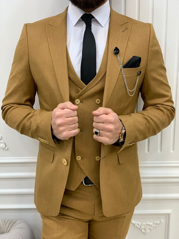 BespokeDaily Miami Mustard Slim Fit Peak Lapel Suit image 1