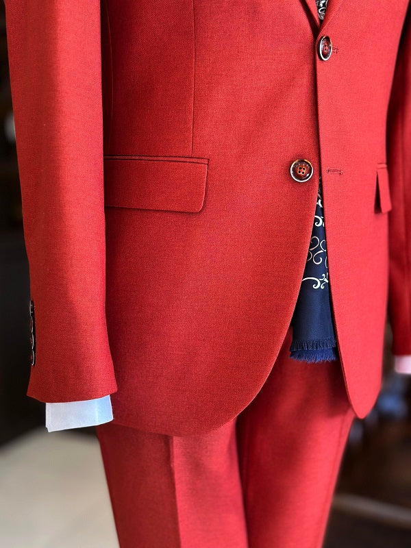 BespokeDaily Pisa Red Slim Fit Notch Lapel Suit image 2