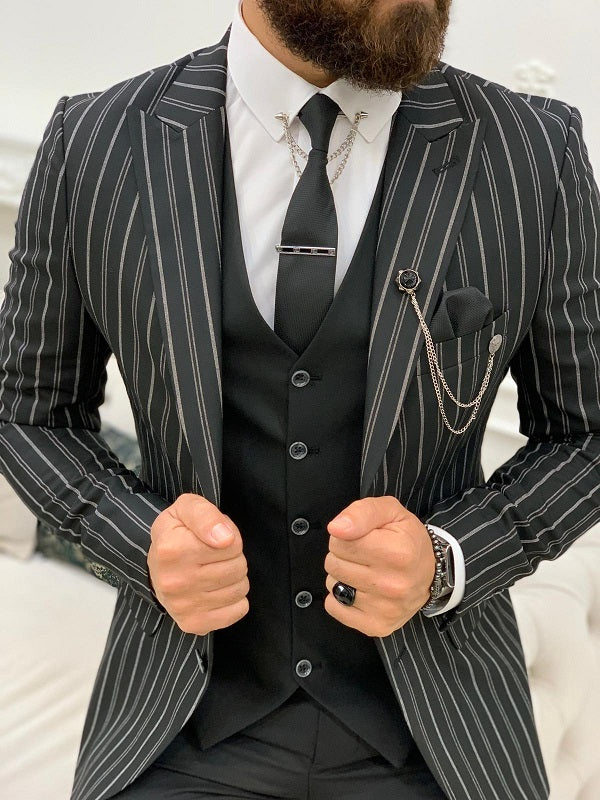 Yukon Black Striped Men’s Suit image 1