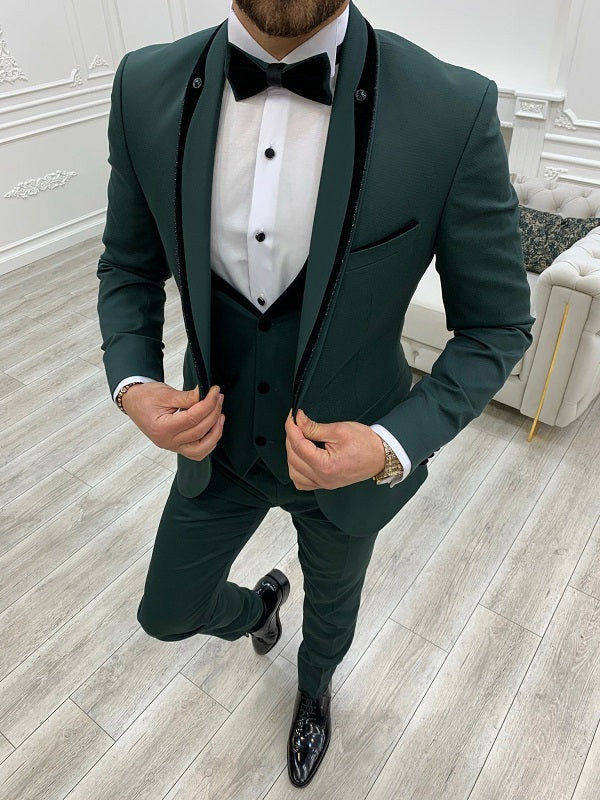 Deerfield Emerald Green Shawl Lapel 3 Piece Tuxedo image 0
