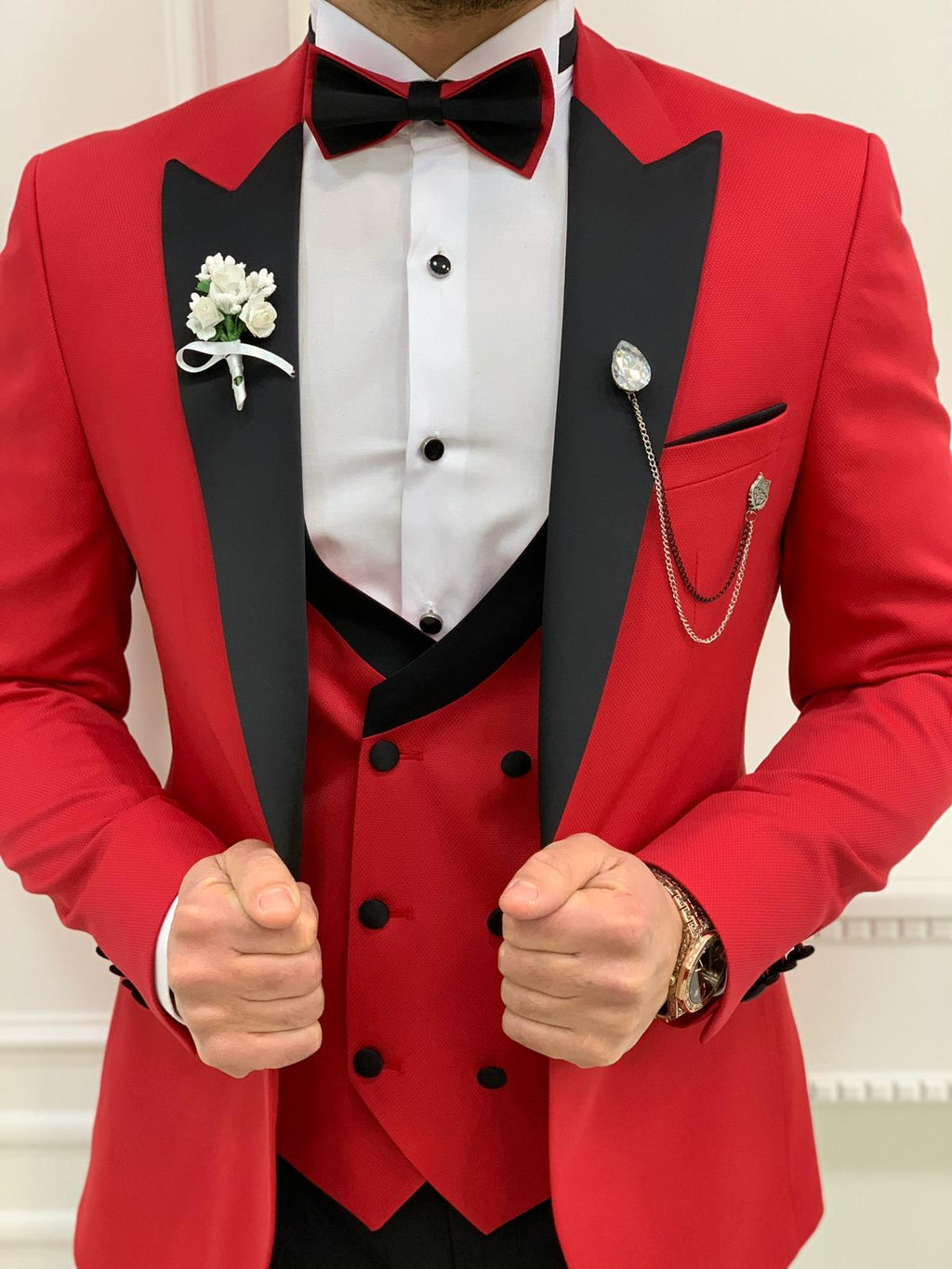 Whitney Red Slim Fit Tuxedo image 1