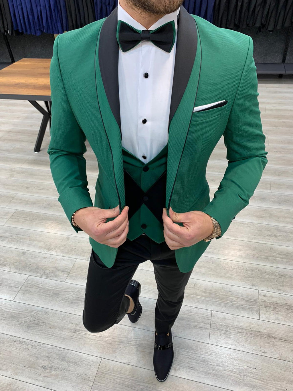 Molalla Green Slim Fit Shawl Lapel Tuxedo image 0