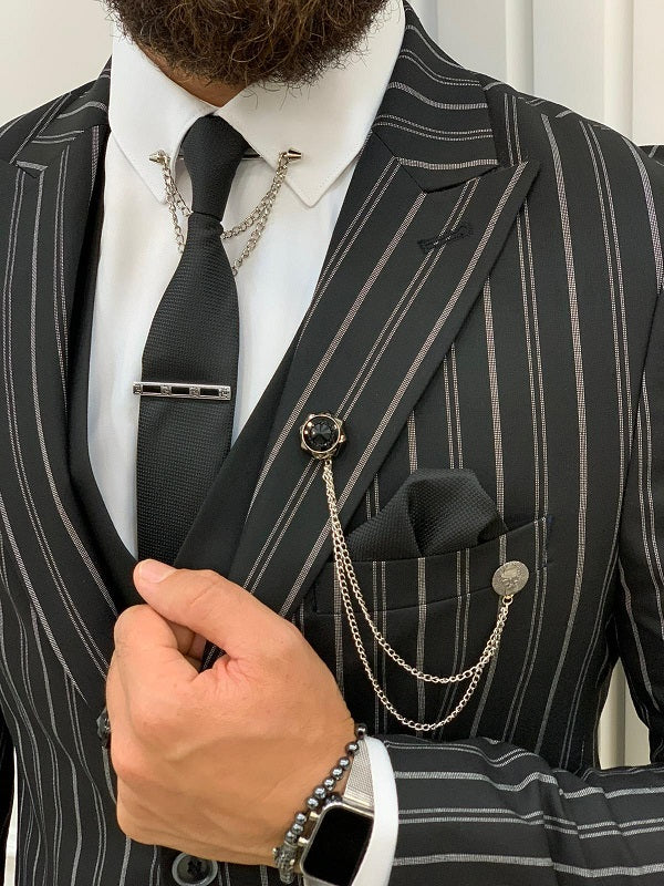 Yukon Black Striped Men’s Suit image 2
