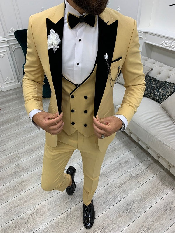 Alexandria Velvet Lapel Men’s Yellow Tuxedo image 0