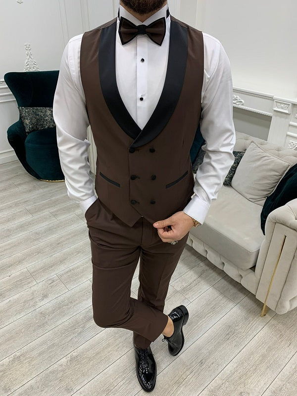 Yukon Coffee Slim Fit Peak Lapel Tuxedo image 3