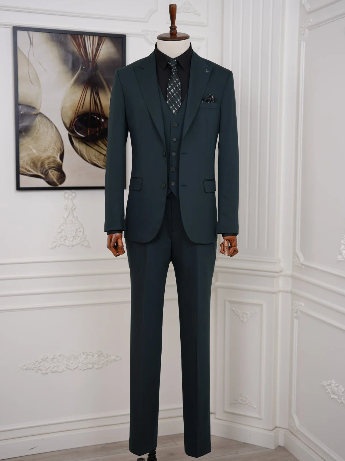Dark Green 3 Piece Suit for Men