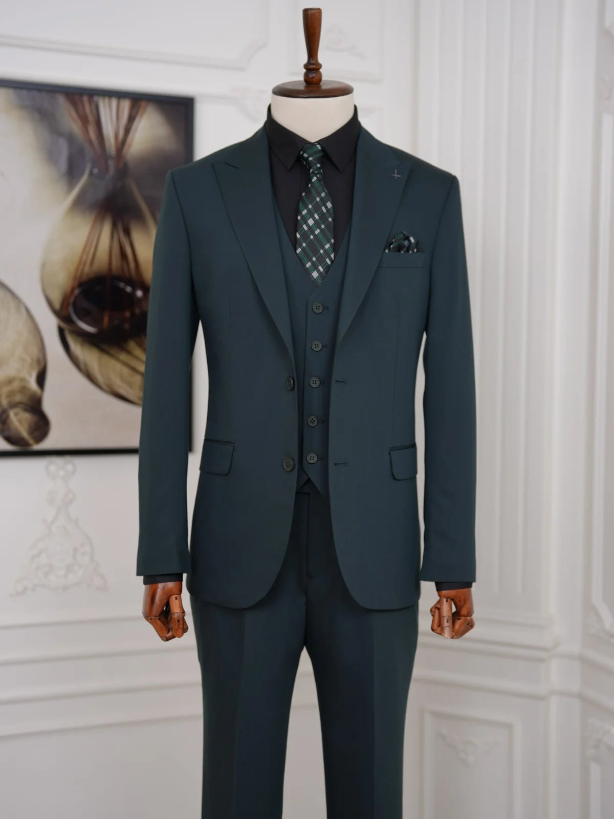Green 3 Piece Suit for Men