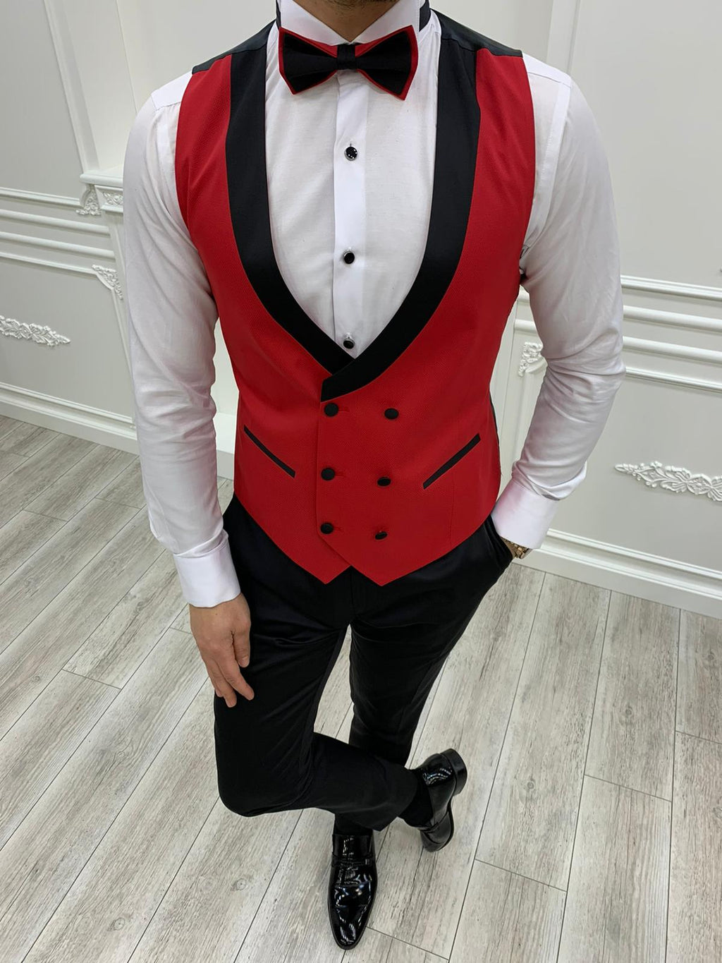 Whitney Red Slim Fit Tuxedo image 2