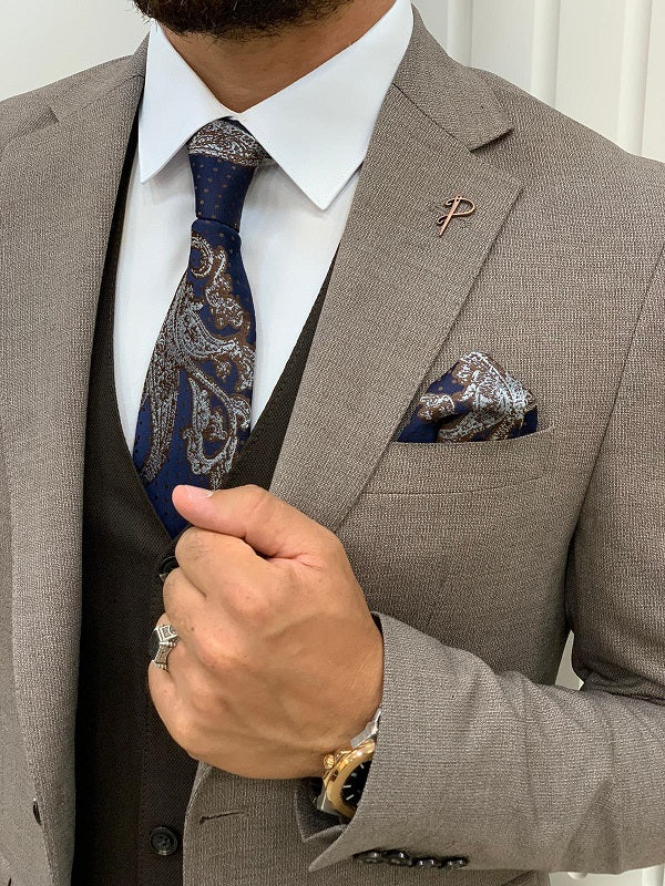 BespokeDaily Miami Brown Slim Fit Notch Lapel Suit image 3