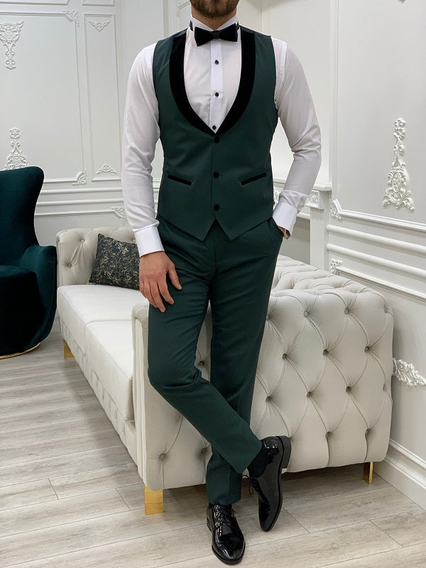 Deerfield Emerald Green Shawl Lapel 3 Piece Tuxedo image 2