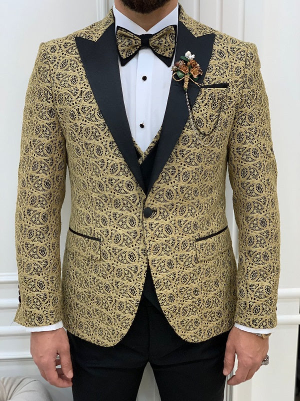 Deerfield Floral Pattern Golden Tuxedo for Men image 1