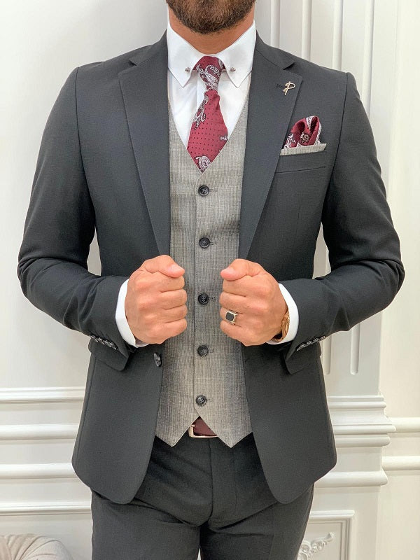 BespokeDaily Miami Black Slim Fit Notch Lapel Suit image 1