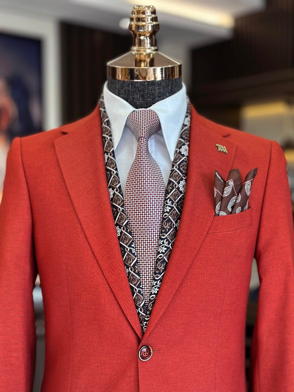 BespokeDaily Pisa Red Slim Fit Notch Lapel Suit image 1
