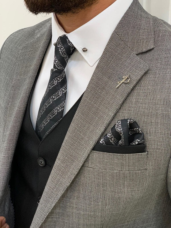 BespokeDaily Miami Light Gray Slim Fit Notch Lapel Suit image 3