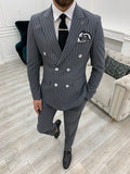 Venice Anthracite Double Breasted Striped Suit image 0