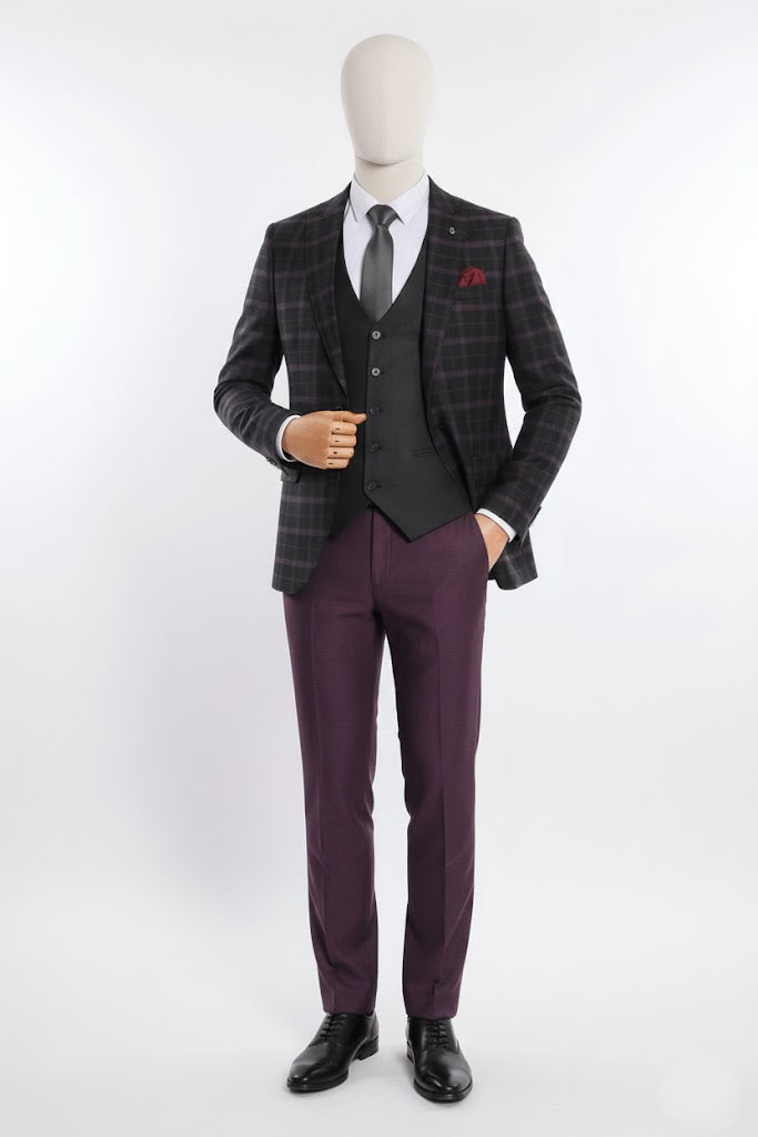 Oliver Purple Plaid Suit