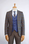 Brown Checkered Suit for Men
