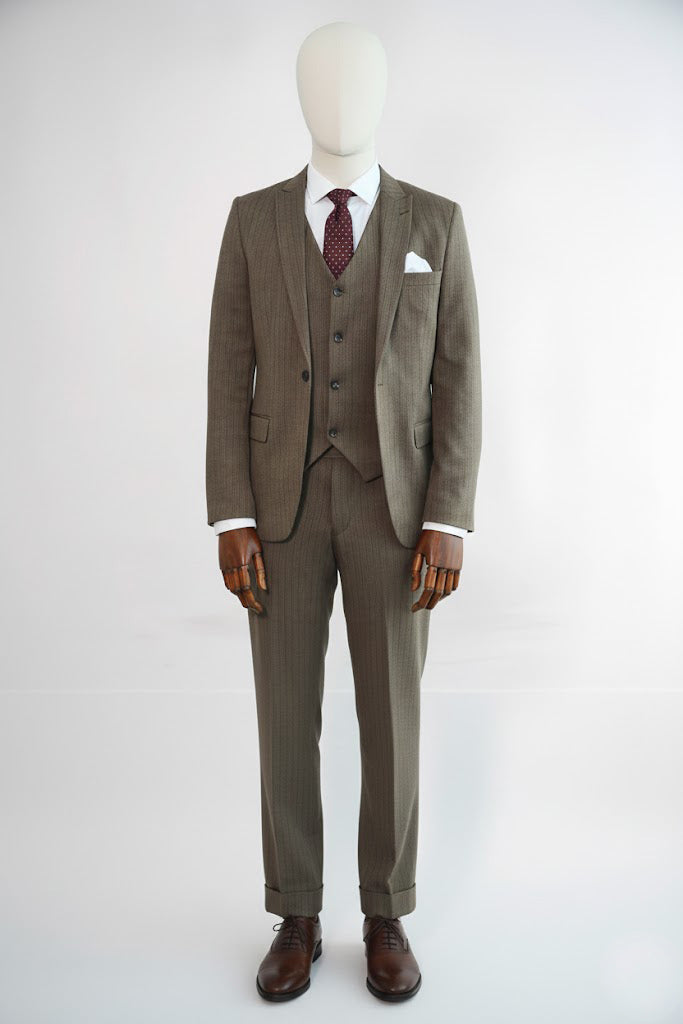 Mens Brown Pinstripe Suit