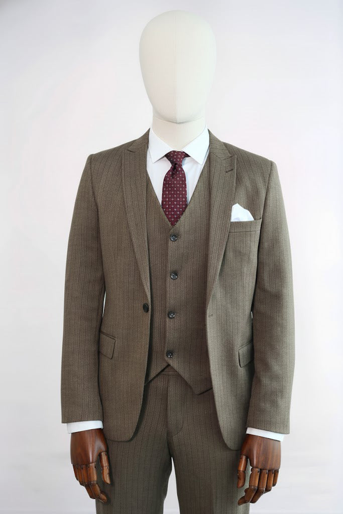Brown Pinstripe Suit for Men