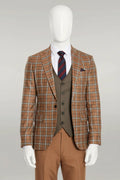 Brown Plaid Suit for Men