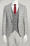 Gray checkered suit for Men