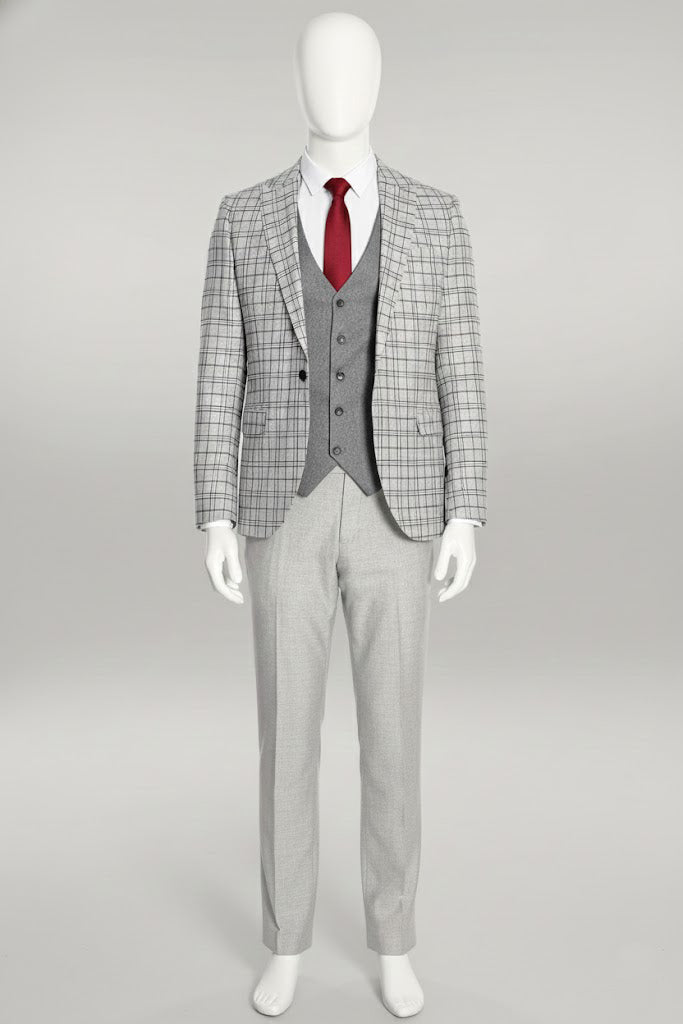 Gray Plaid Suit for Men