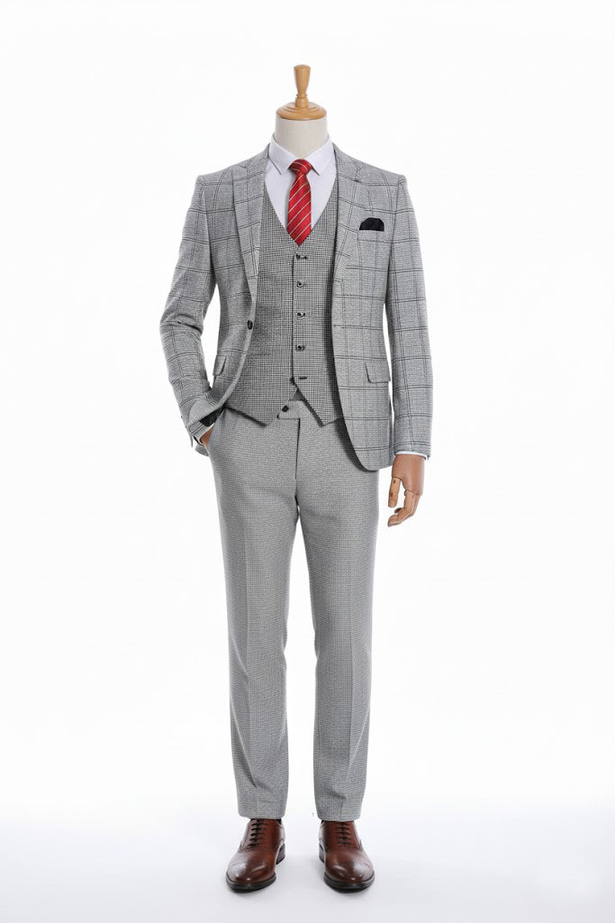 Gray checkered suit for men