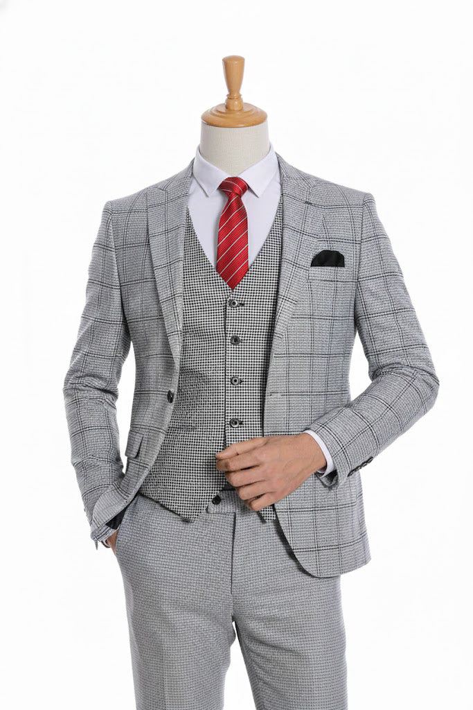 Gray checkered suit