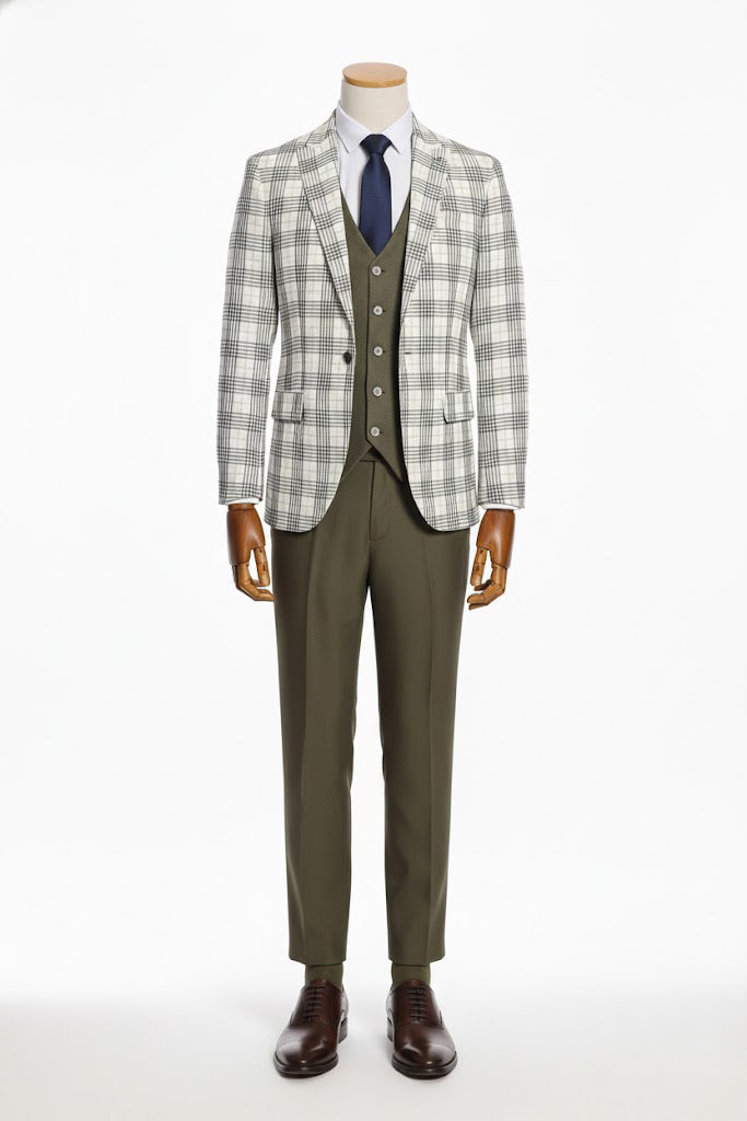 Mens Green Plaid Suit