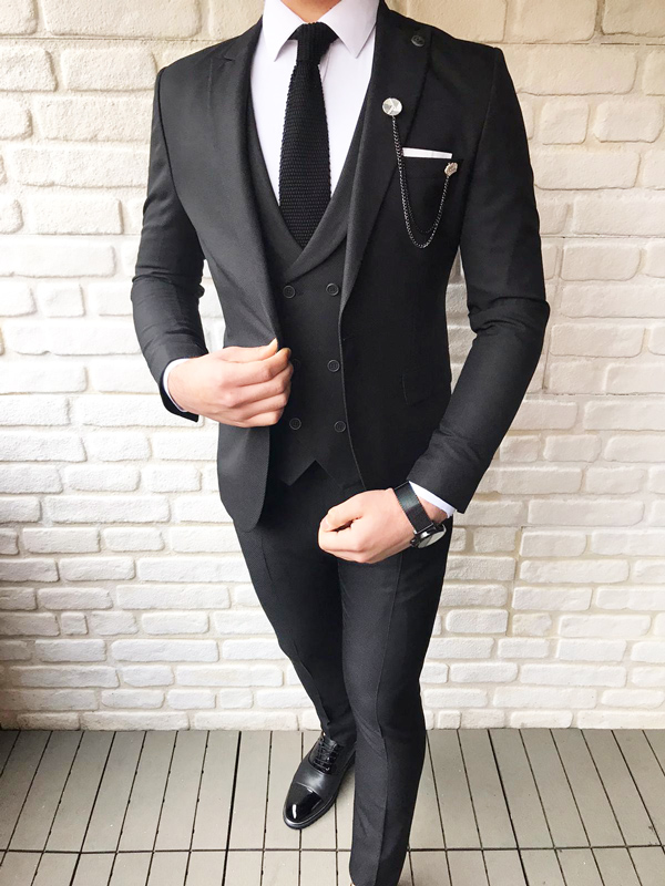 Camillus Black Slim Fit Wool Suit - Bespoke Daily