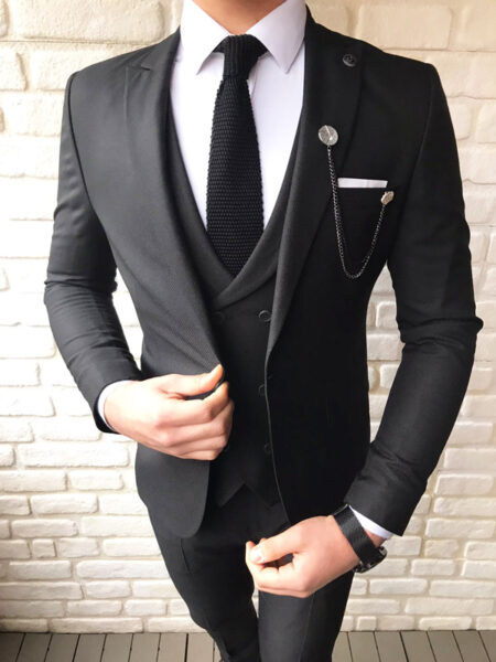 Camillus Black Slim Fit Wool Suit - Bespoke Daily