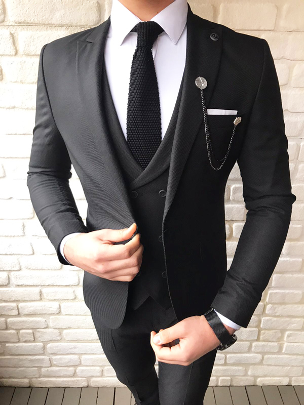 Buy Black Slim Fit Wool Suit by  with Free Shipping